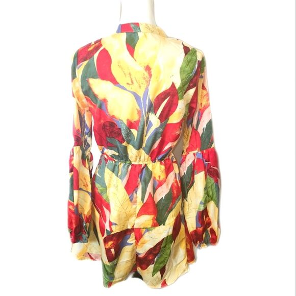 Live 4 Truth Bright Tropical Floral Long Sleeved Mini Dress, Small - Picture 4 of 7